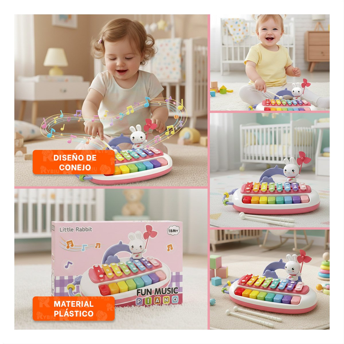 ESTACION MUSICAL PARA INFANTES CON TECLAS Y BARRAS PARA JUEGO EDUCATIVO DIARIO Y+POST IT - 5
