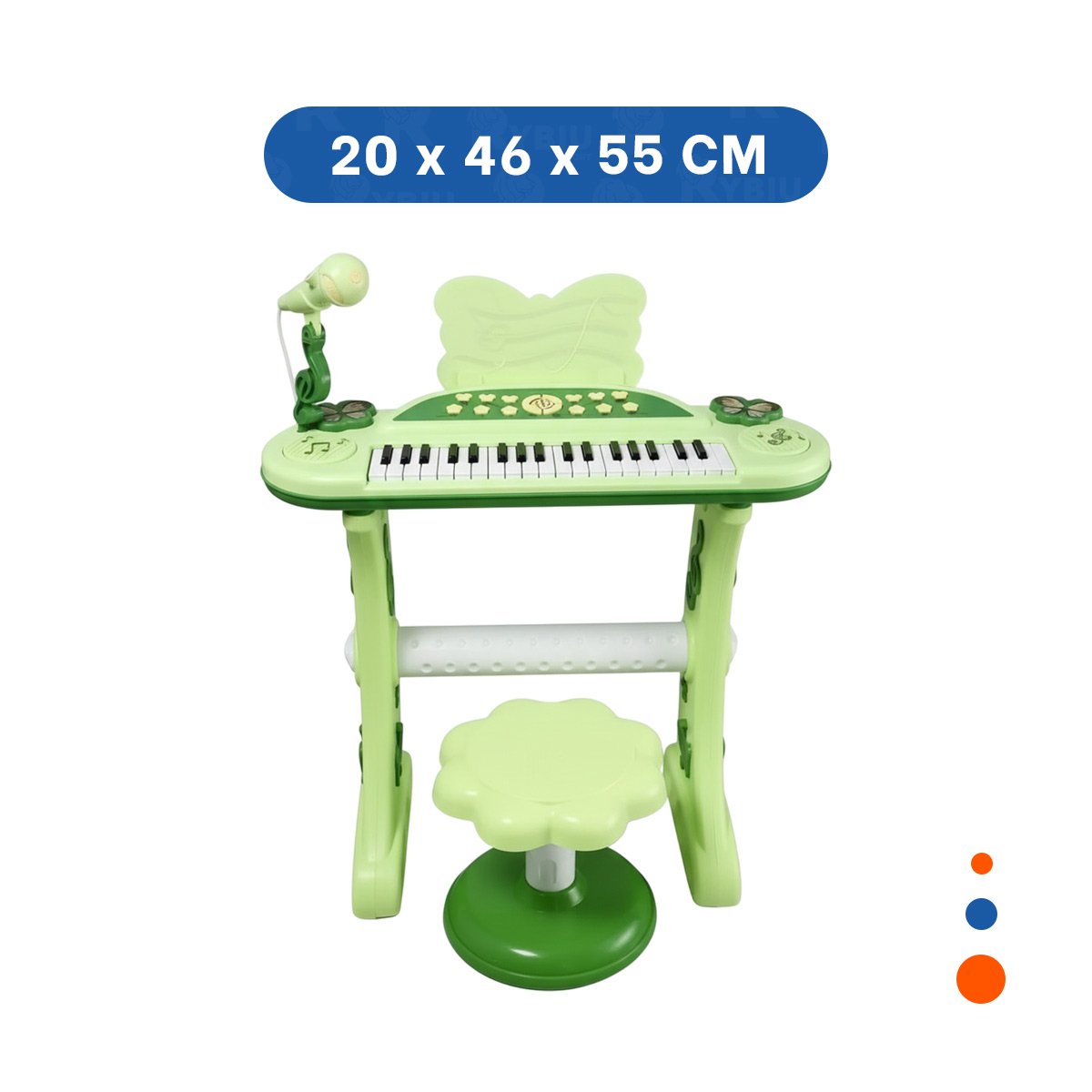 INSTRUMENTO INFANTIL VERDE CON MICROFONO Y SILLA PARA DESARROLLO MUSICAL Y+LIGAS REGALO - 4