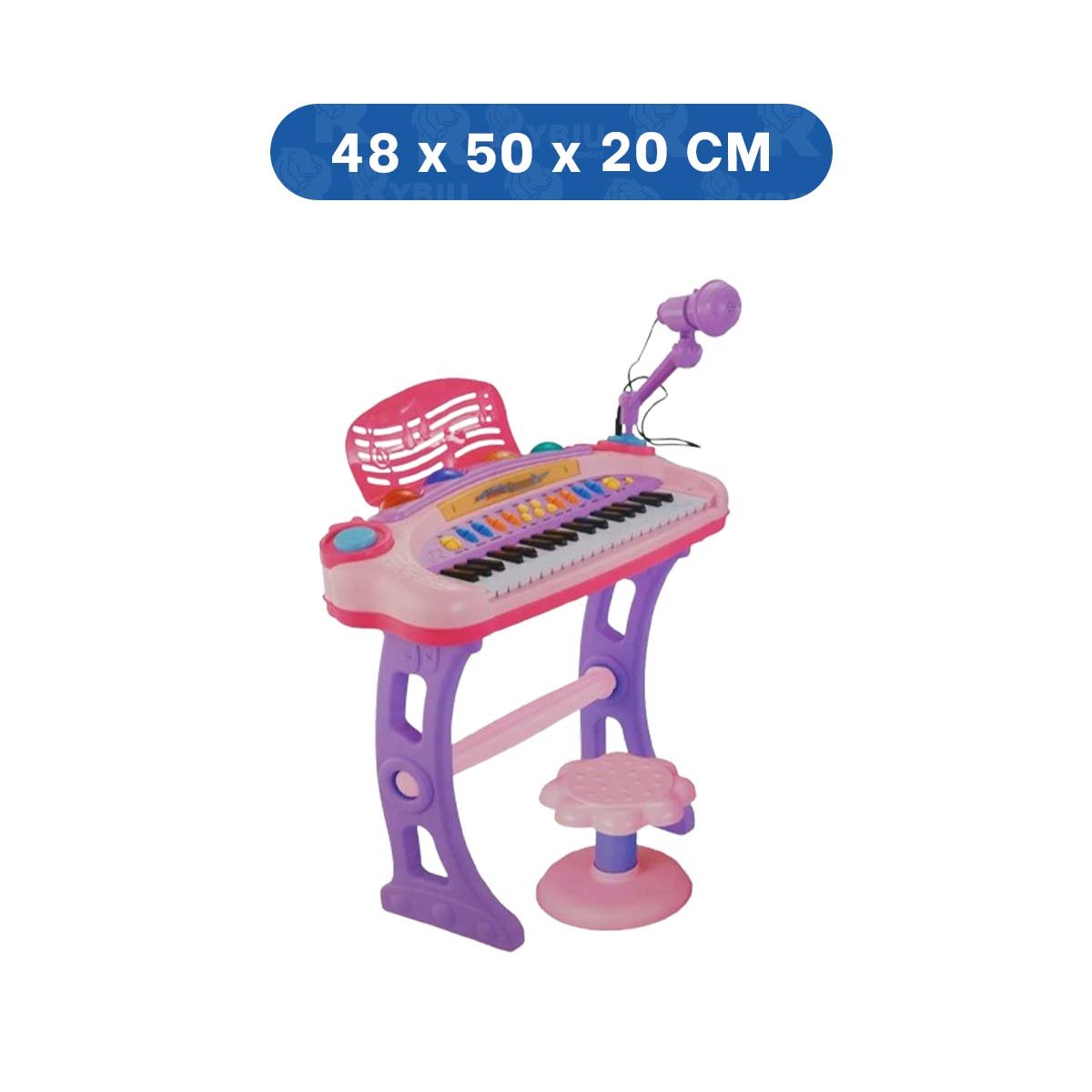 PACK2 HERRAMIENTA MUSICAL INFANTIL PIANO CON MICROFONO Y SILLA ROSADO JUEGO - 4