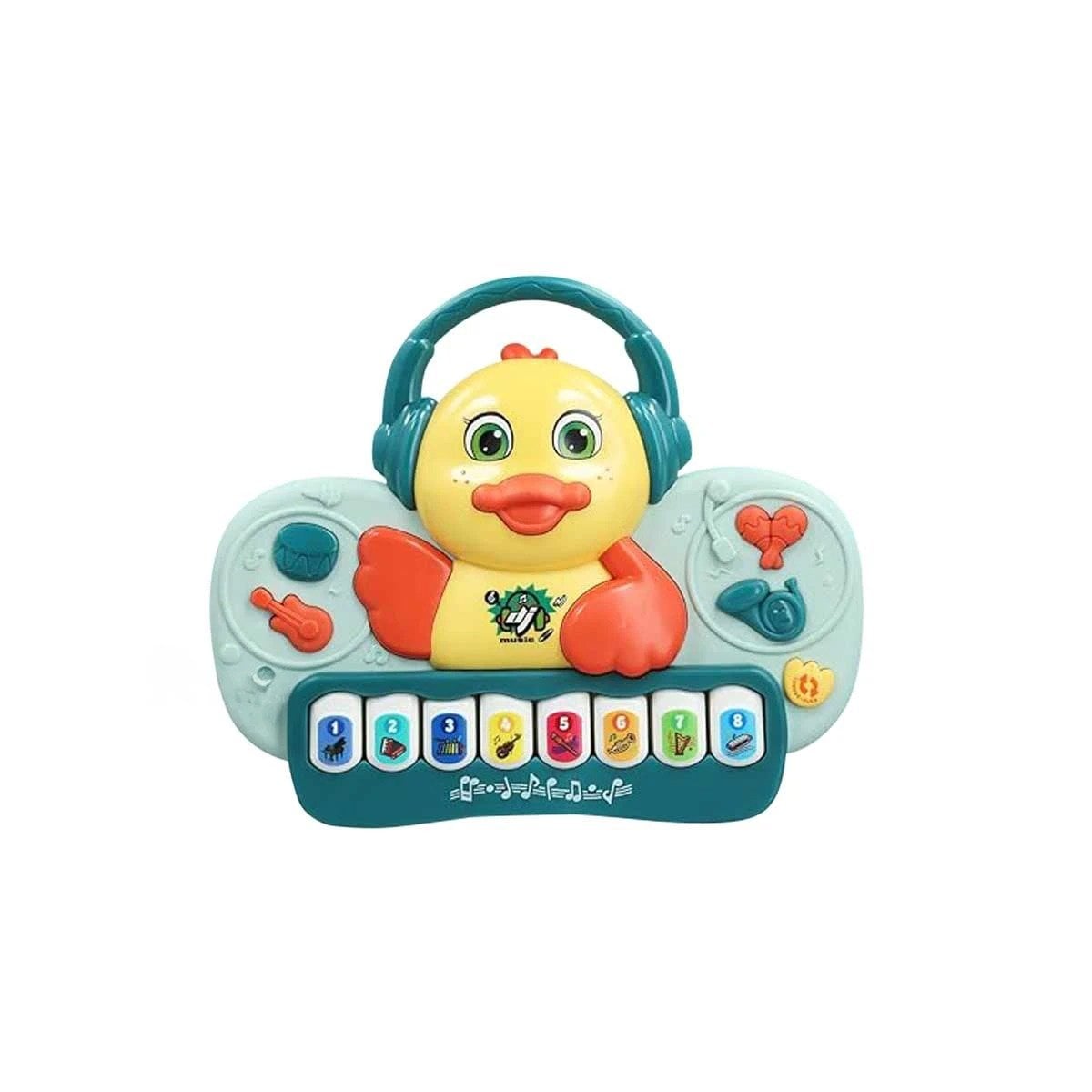 PACK2 TECLADO PATO MUSICAL CON SONIDO SUAVE PARA JUEGO CREATIVO HOGAR VERDE Y+REGALO STICKER - 2