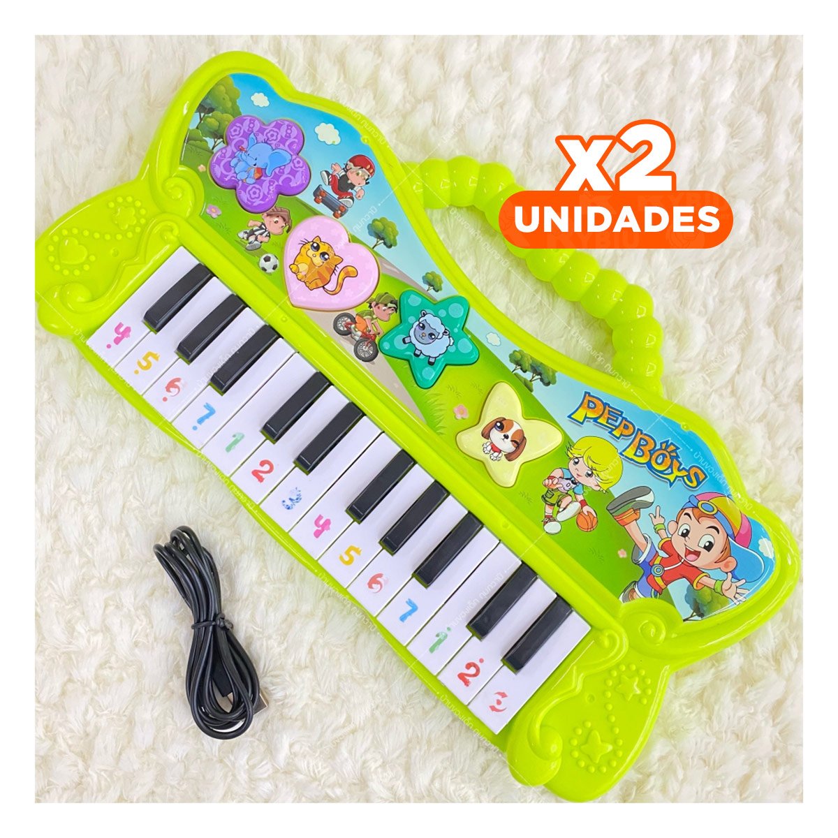 PACK2 TECLADO VERDE MUSICAL CON PIANO Y SONIDOS PARA JUEGO Y+REGALO STICKER - 1