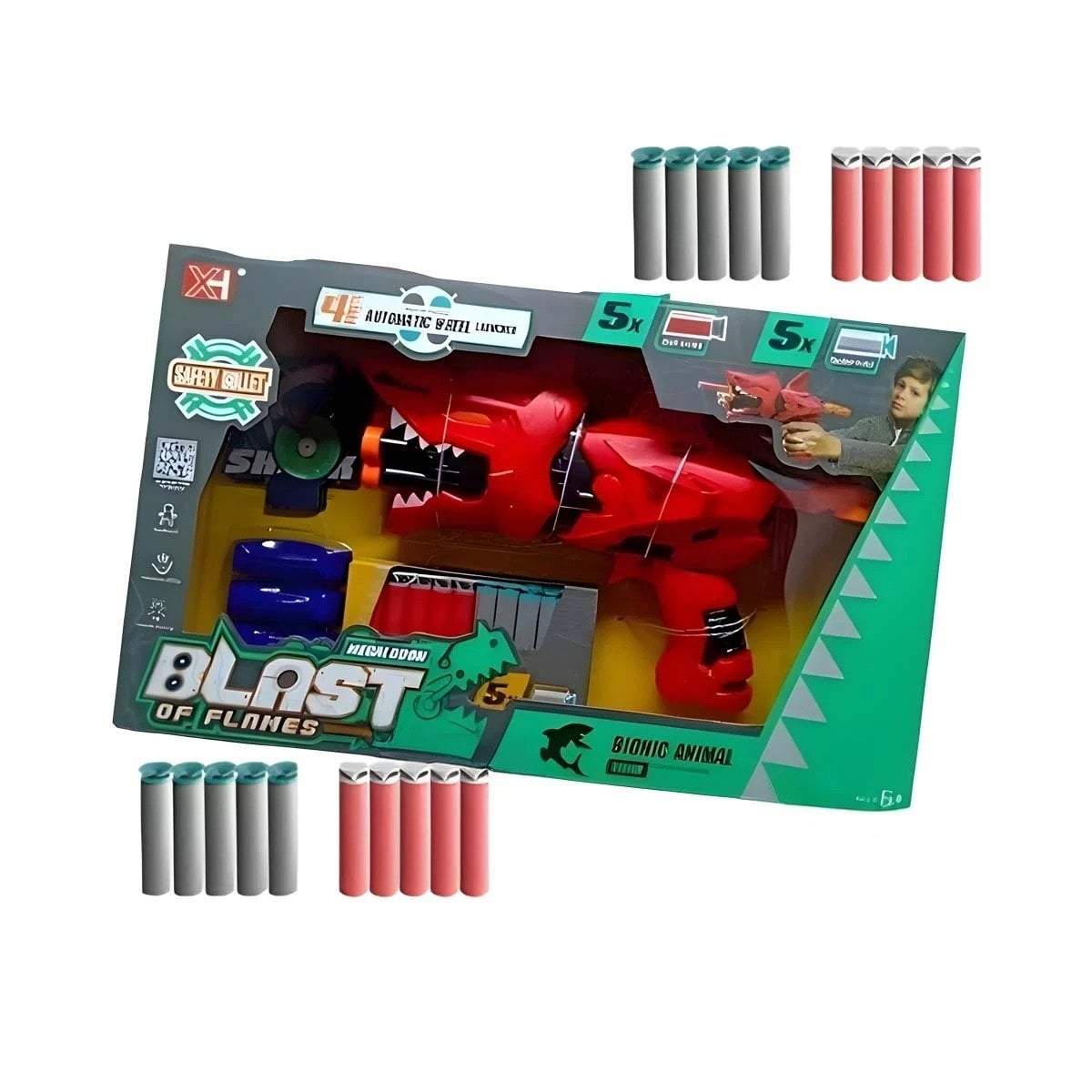 PACK6 EDICION LANZA DARDOS TIPO TIBURON EN CAJA COLOR ROJO PARA DIVERSION Y+REGALO STICKER - 2