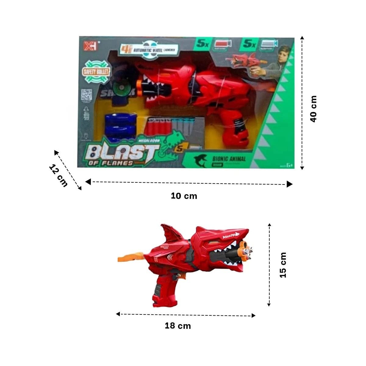 PACK6 EDICION LANZA DARDOS TIPO TIBURON EN CAJA COLOR ROJO PARA DIVERSION Y+REGALO STICKER - 4