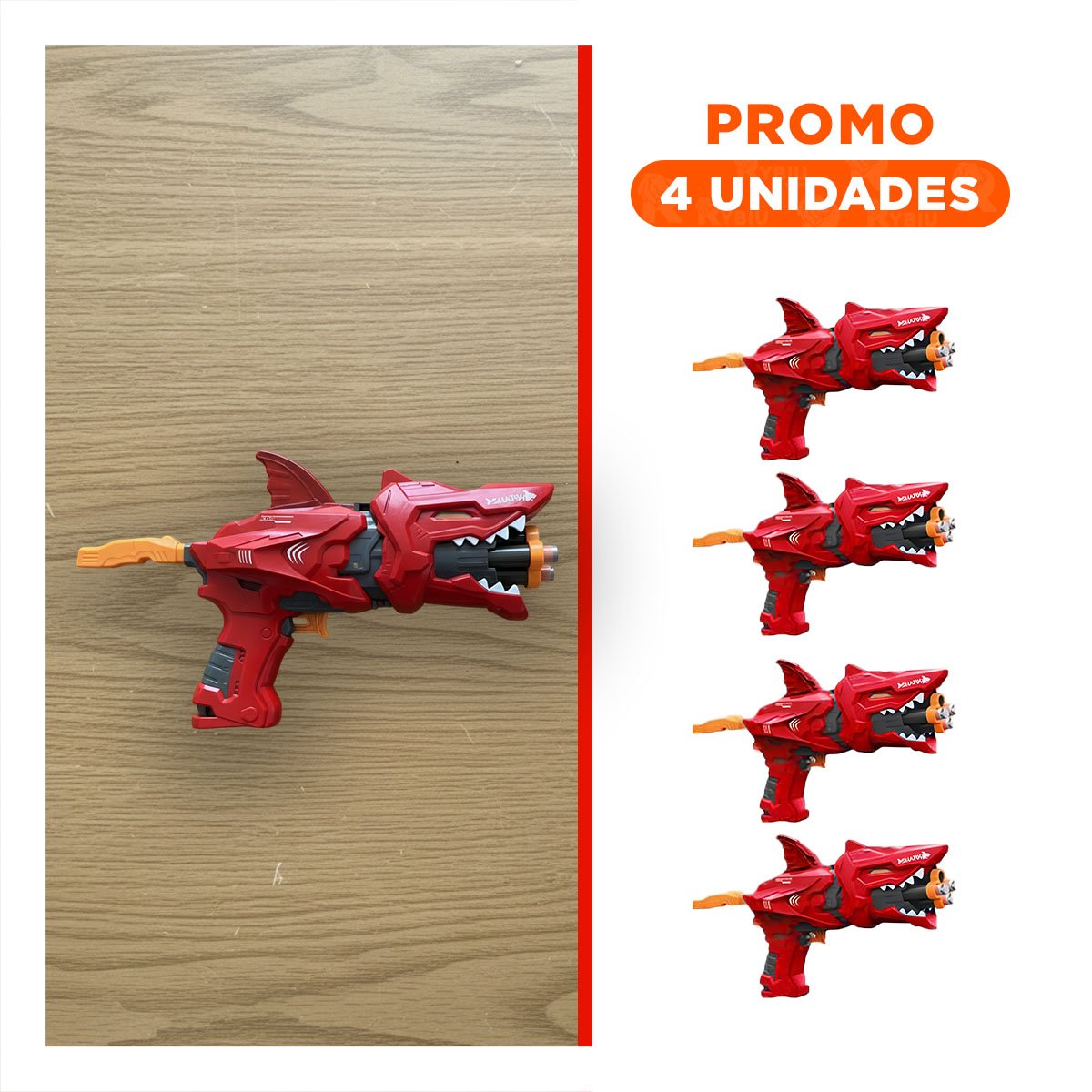 PACK4 ESTILO LANZA DARDOS TIPO TIBURON EN CAJA COLOR ROJO PARA JUEGO CREATIVO Y+REGALO STICKER - 1