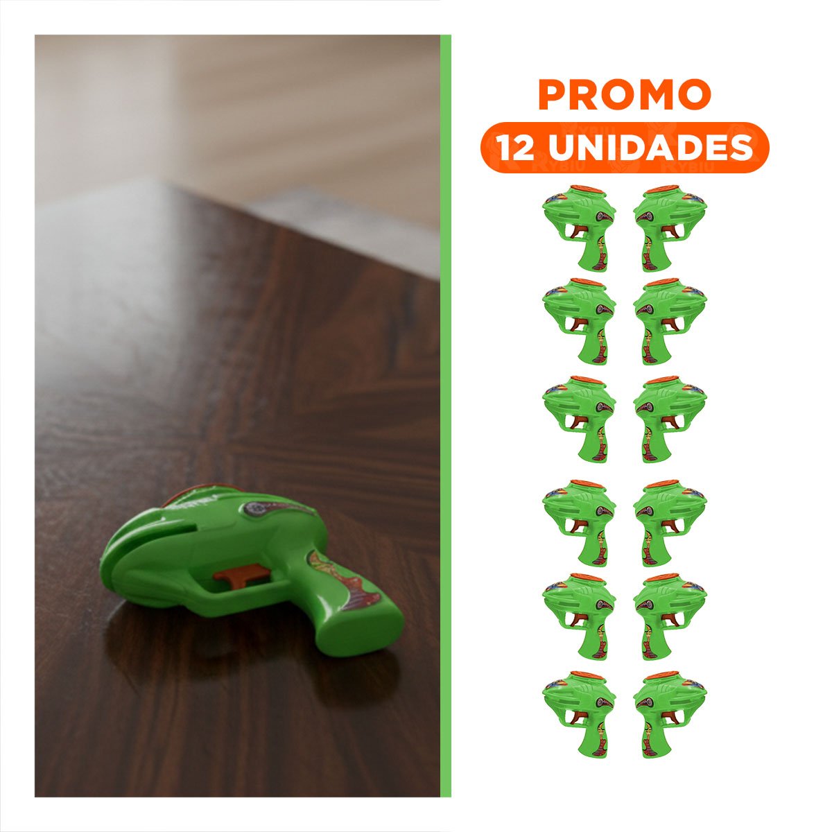 PACK12 SISTEMA DE JUEGO LANZA DARDOS VERDE EN BLISTER Y+REGALO STICKER - 1