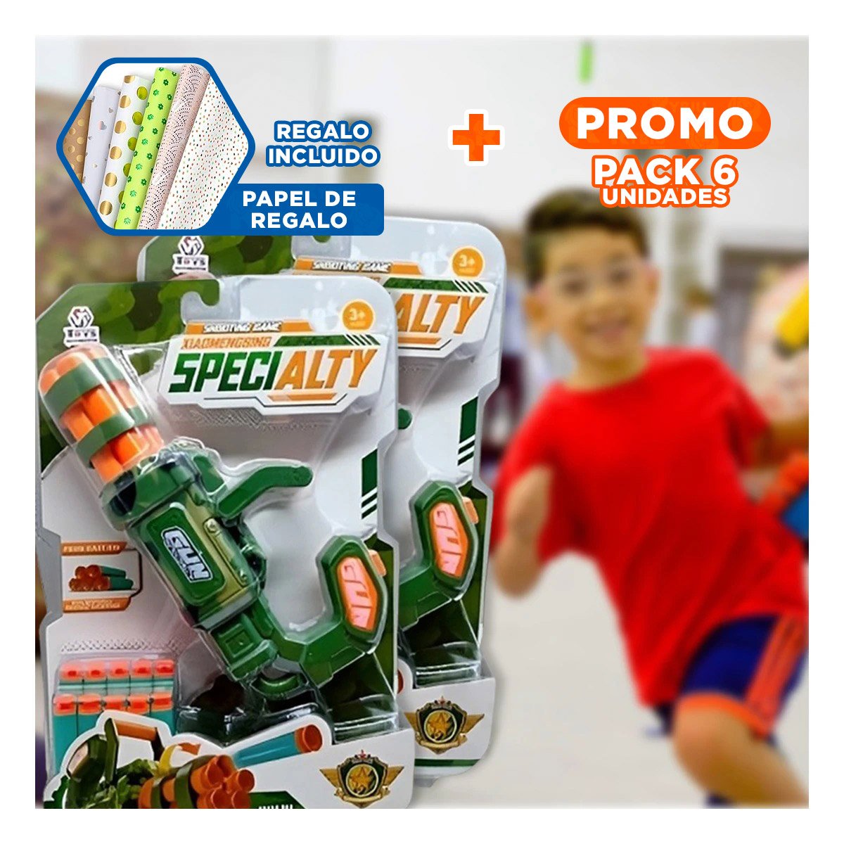 PACK6 LANZADOR DE DARDOS VERDE PARA NIÑOS DIVERTIDO Y MOTIVACION Y+PAPEL REGALO - 1