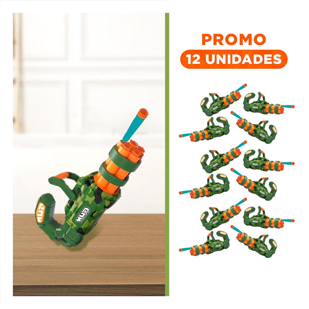PACK12 JUGUETE LANZA DARDOS VERDE PARA NIÑOS SEGURO Y MOTIVACION Y+REGALO STICKER - 1