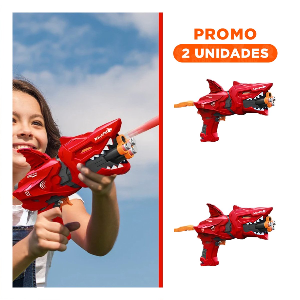 PACK2 COLECCIONABLE LANZA DARDOS TIPO TIBURON EN CAJA COLOR ROJO PARA DIVERSION Y JUEGO - 1