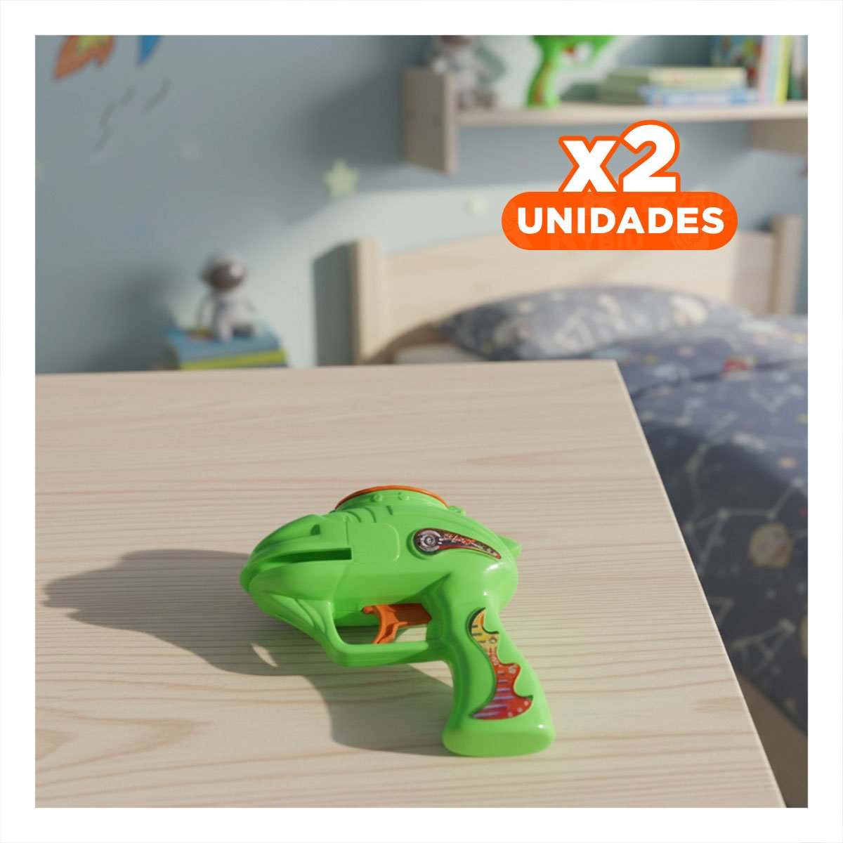 PACK2 DISENO RECREATIVO LANZA DARDOS VERDE EN BLISTER Y+REGALO STICKER - 1