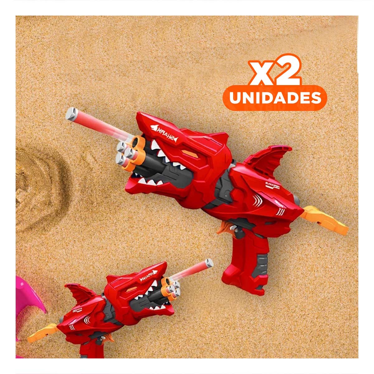 PACK2 LINEA DE LANZA DARDOS TIPO TIBURON EN CAJA COLOR ROJO PARA DIVERSION Y+REGALO STICKER - 1