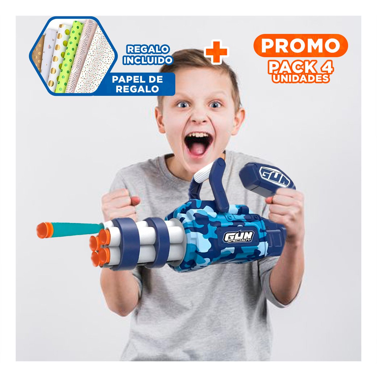 PACK4 SET DE JUEGO LANZA DARDOS AZUL PARA NIÑOS COLORIDO Y DIVERTIDO Y+PAPEL REGALO - 1