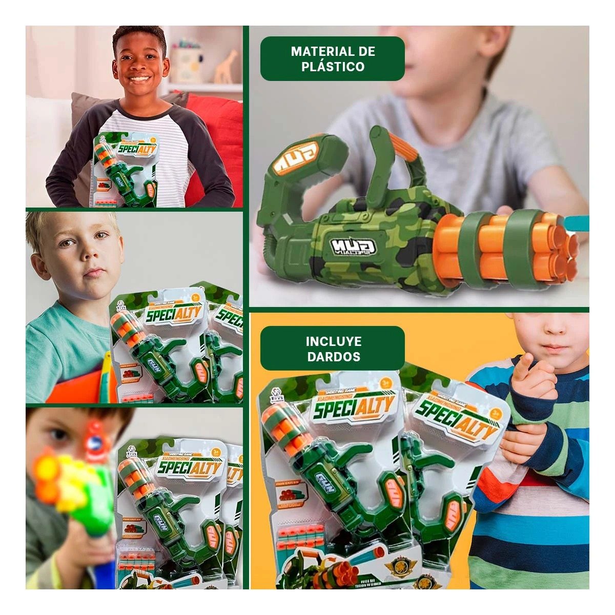 PACK12 JUGUETE LANZA DARDOS VERDE PARA NIÑOS COLORIDO Y MOTIVACION Y+PAPEL REGALO - 2
