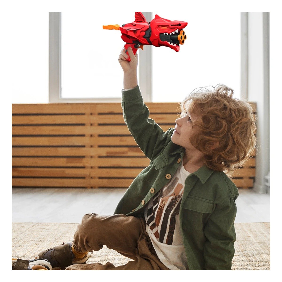 ELEMENTO LANZA DARDOS TIPO TIBURON EN CAJA COLOR ROJO PARA JUEGO INTERACTIVO Y+REGALO STICKER - 5