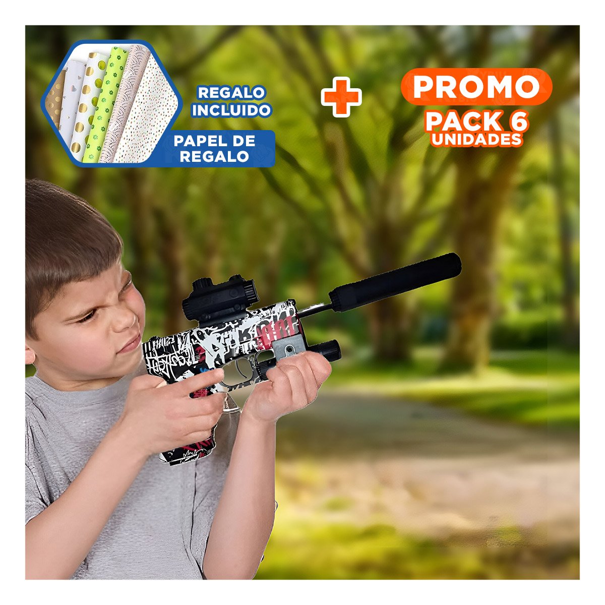 PACK6 CONJUNTO HIDROGEL SILENCIADOR CHICA PARA JUEGO INFANTIL Y+PAPEL REGALO - 1