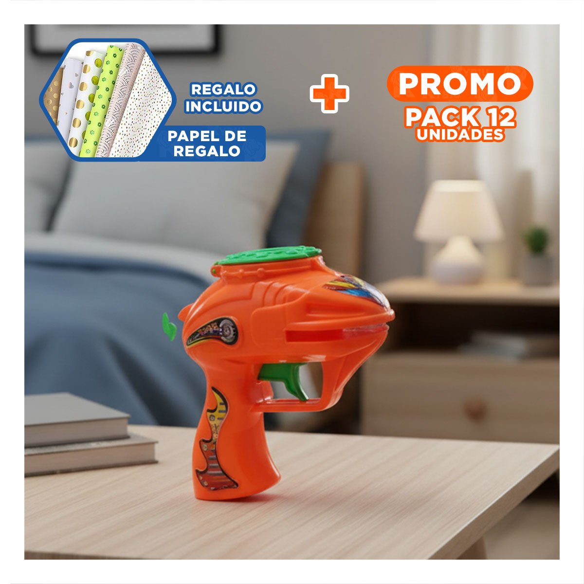 PACK12 TIEMPO LIBRE LANZA DARDOS EN BLISTER ANARANJADO PARA CASA Y+PAPEL REGALO - 1