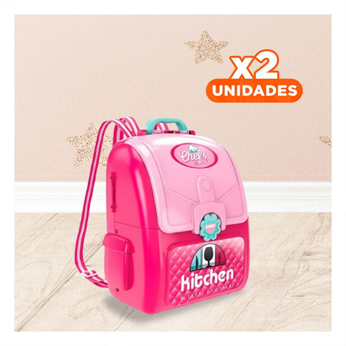 PACK2 COMBO DE COCINA INFANTIL CON ACCESORIOS EN MALETA PARA NIÑOS Y+REGALO STICKER - 1