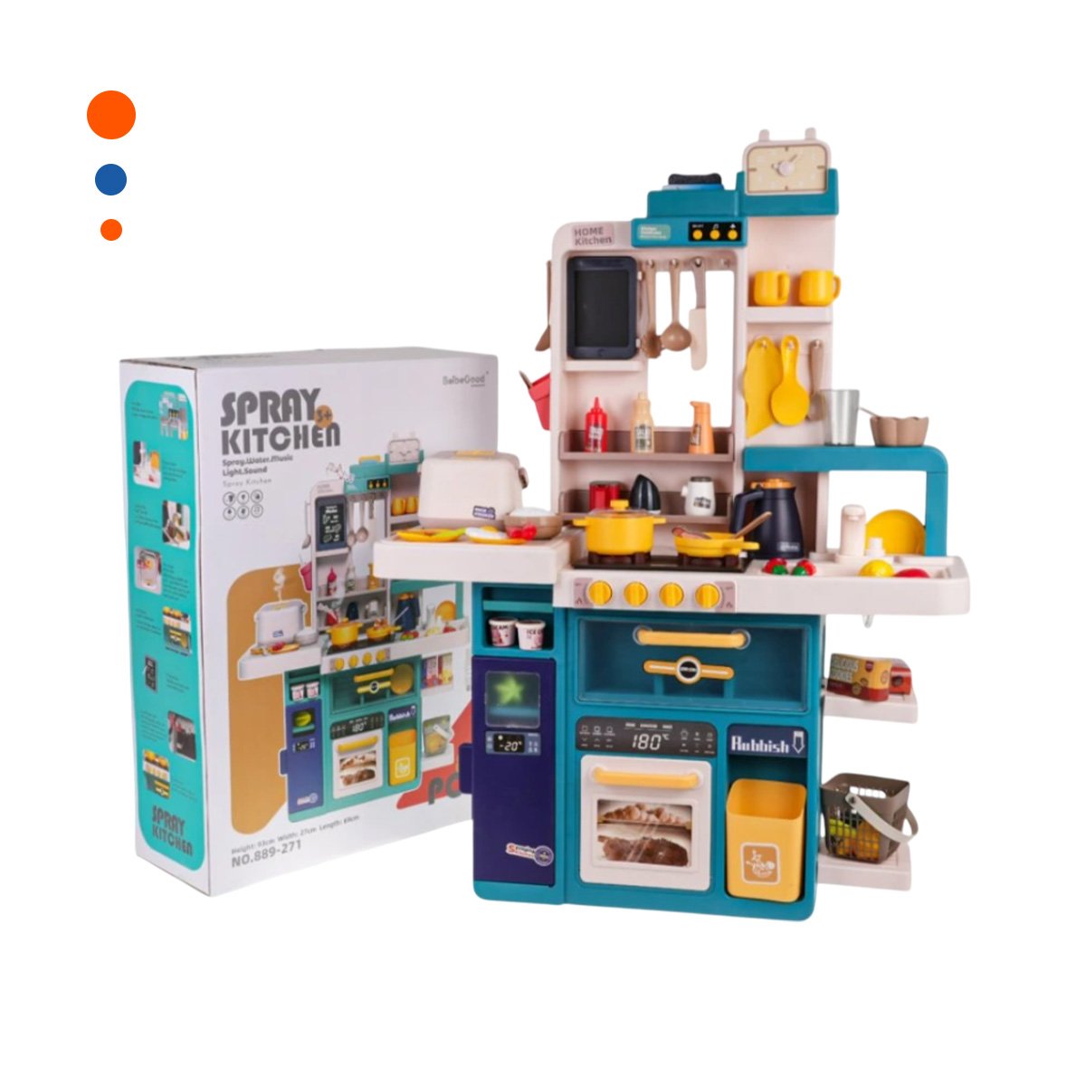MODULO DE COCINA INFANTIL CELESTE CON ACCESORIOS PARA JUEGO DE IMITACION EN CASA Y+PAPEL REGALO - 1