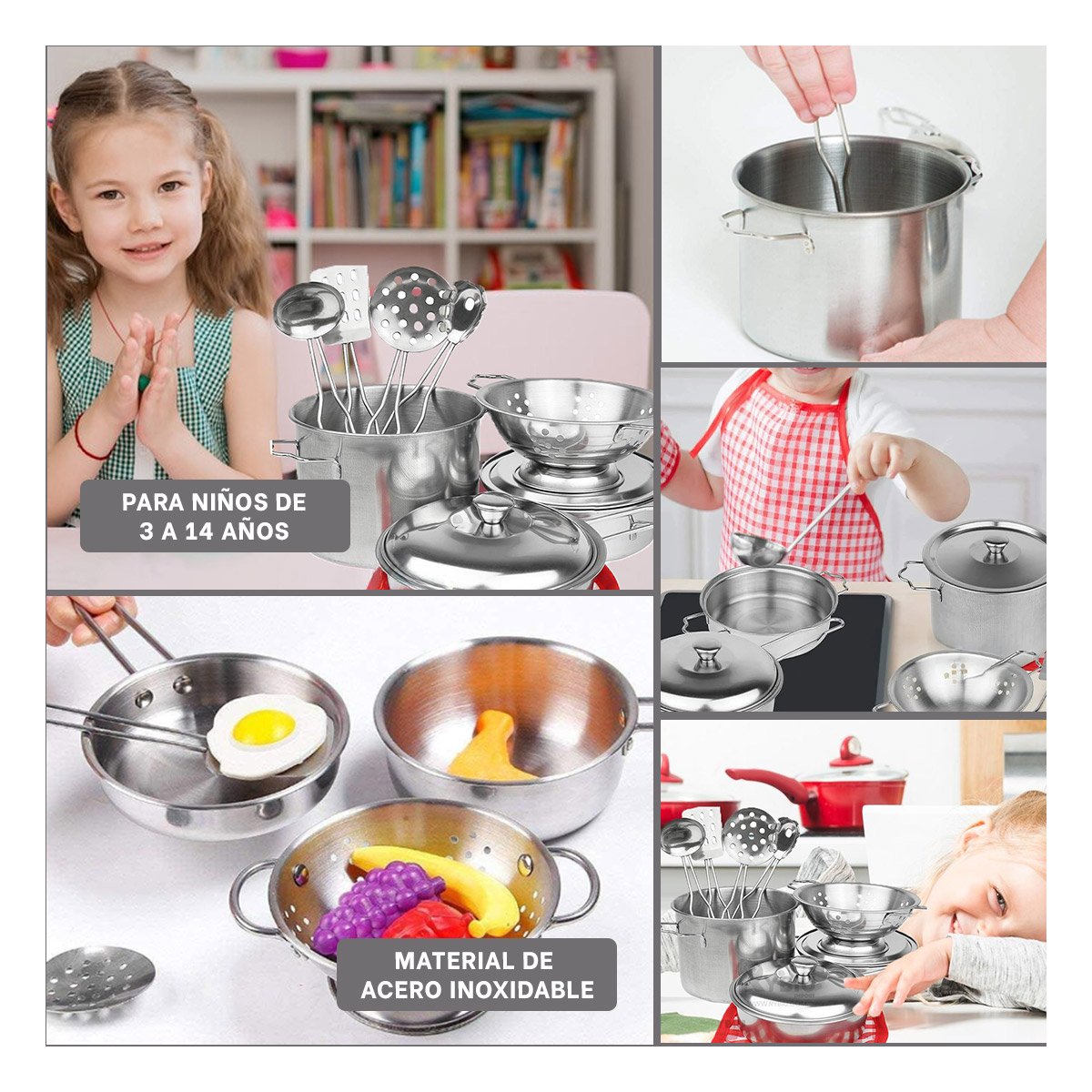 PACK6 COCINA PORTATIL CON ACCESORIOS PARA DIVERSION INFANTIL Y+PAPEL REGALO - 3