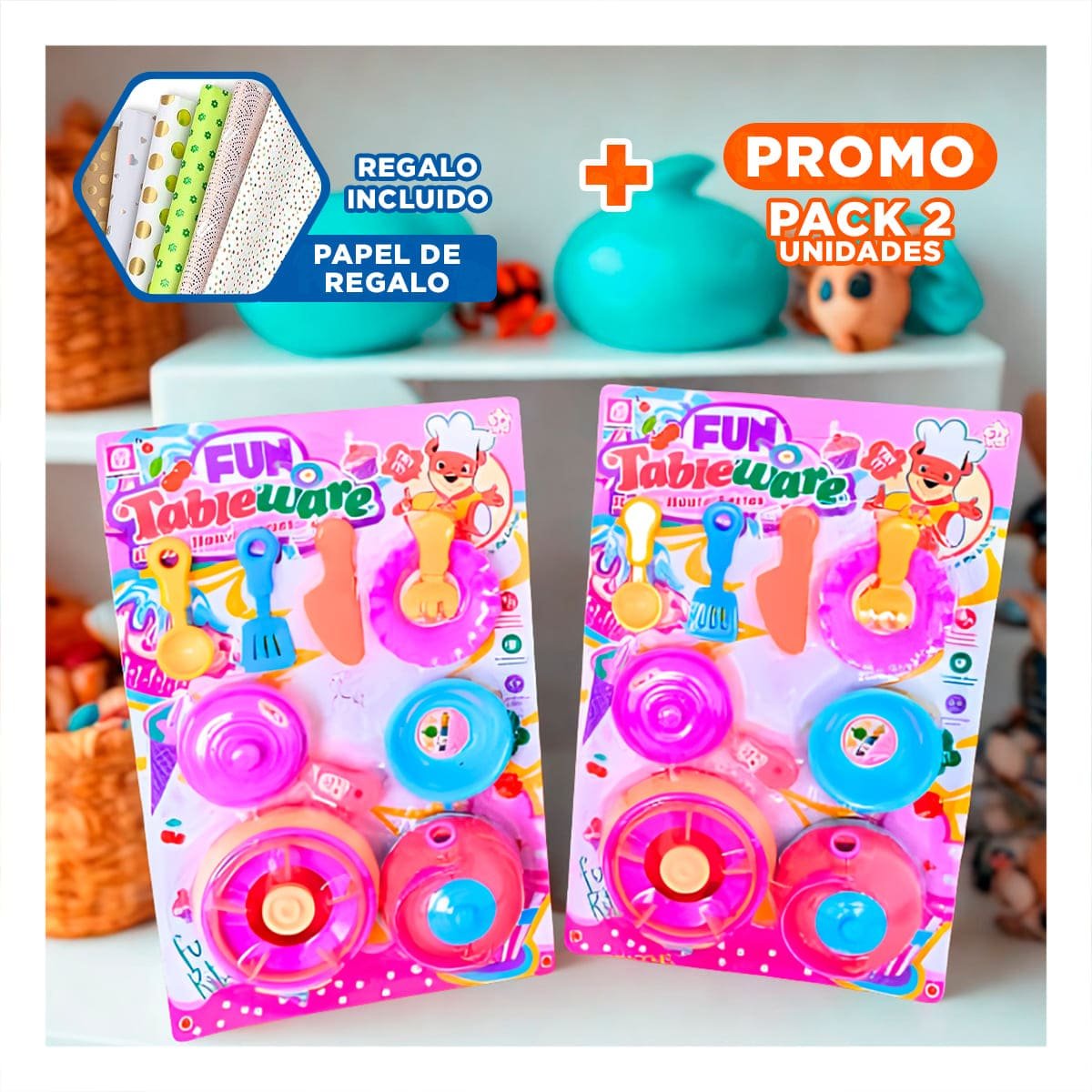 PACK2 REUNION CREATIVA CON SET DE COCINA Y UTENSILIOS Y+PAPEL REGALO - 1