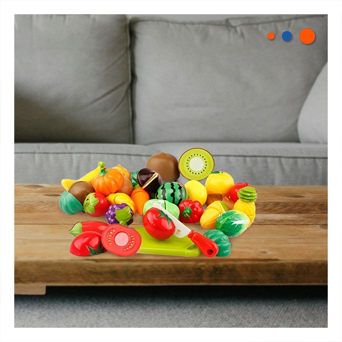 PACK12 KIT DE VERDURAS DE JUGUETE PARA CORTAR DIDACTICO CON TABLA COCINA Y+PAPEL REGALO - 5