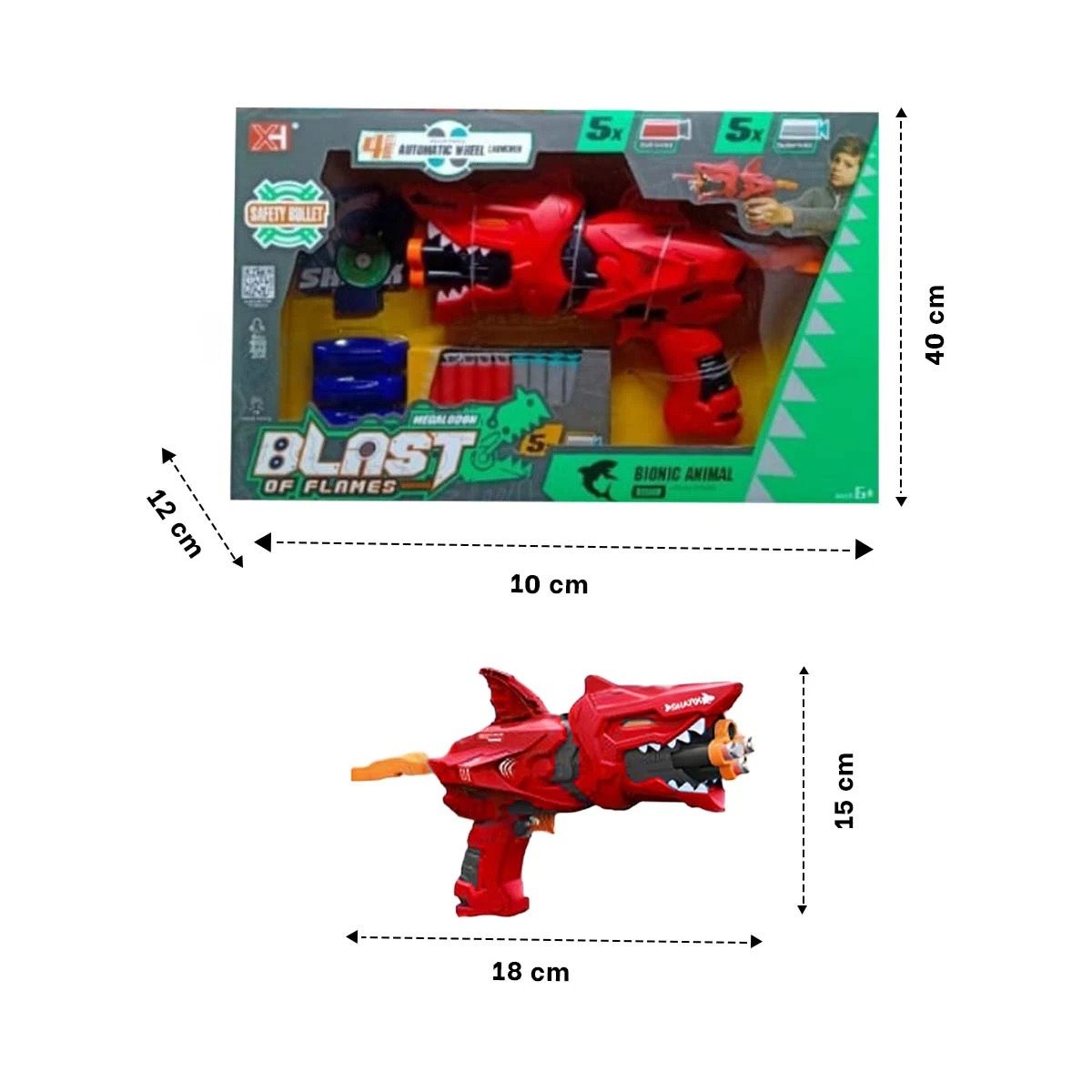 PACK4 CONCEPTO LANZA DARDOS TIPO TIBURON EN CAJA COLOR ROJO PARA DIVERSION Y+PAPEL REGALO - 4