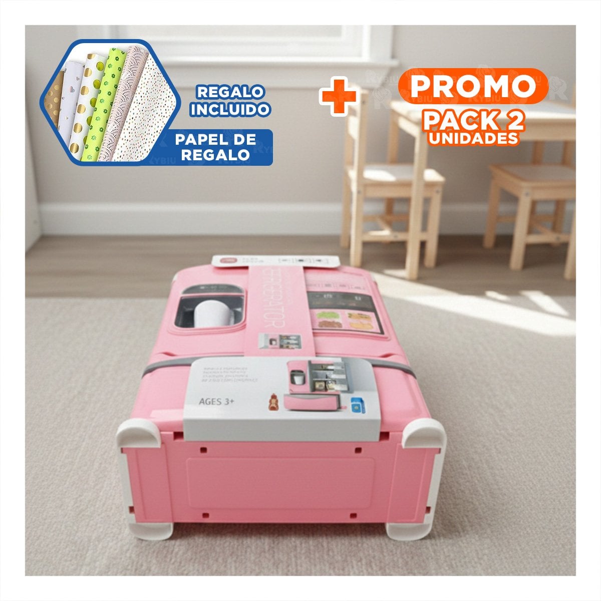 PACK2 MUEBLE DE REFRIGERADOR DE JUEGO PARA CASA CON USO INFANTIL Y+PAPEL REGALO - 1