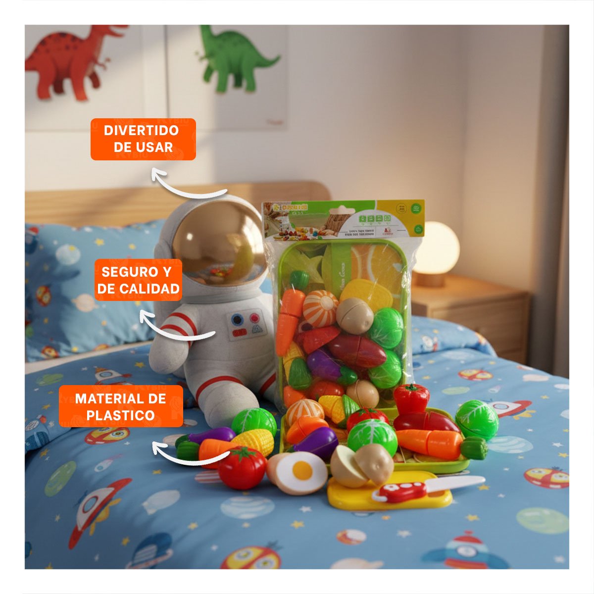 PACK12 CONJUNTO DE VERDURAS DE COCINA PARA CORTE CON TABLA Y BANDEJA Y+PAPEL REGALO - 3