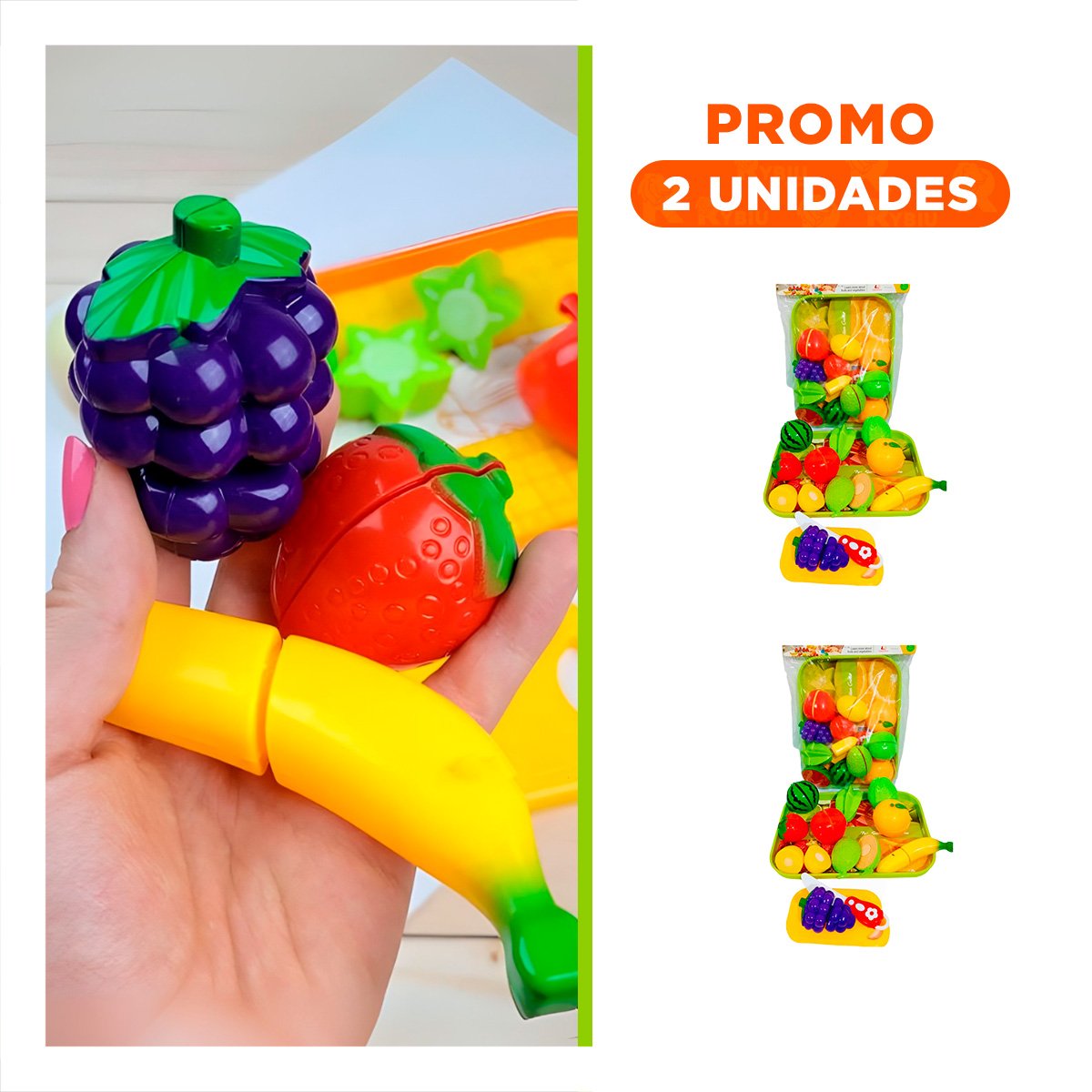 PACK2 ACCESORIO COCINA DE FRUTAS PARA CORTAR CON BANDEJA Y TABLA PARA PICAR - 1