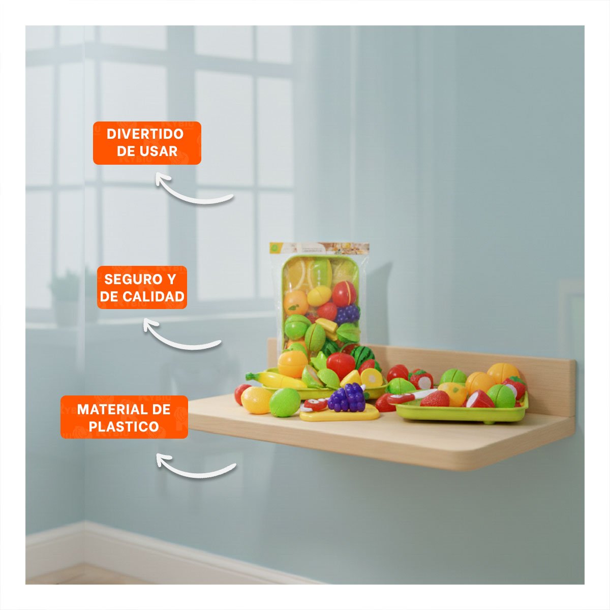 PACK2 ACCESORIO COCINA DE FRUTAS PARA CORTAR CON BANDEJA Y TABLA PARA PICAR - 5