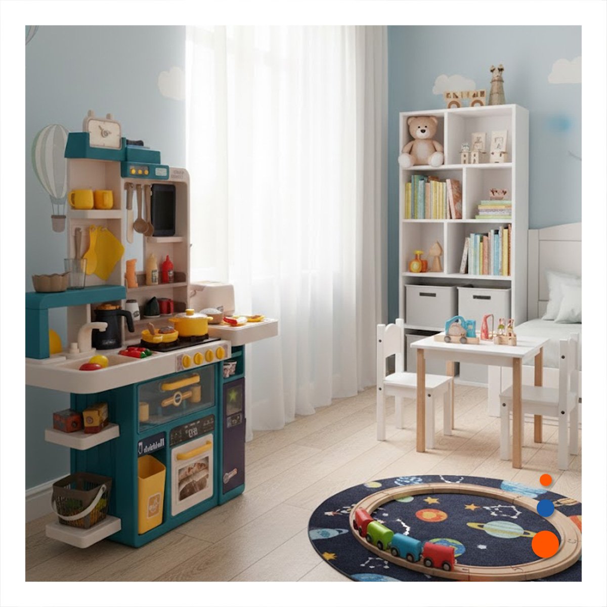 PACK2 ESPACIO LUDICO DE COCINA INFANTIL CELESTE CON ACCESORIOS PARA HOGAR Y+PAPEL REGALO - 2