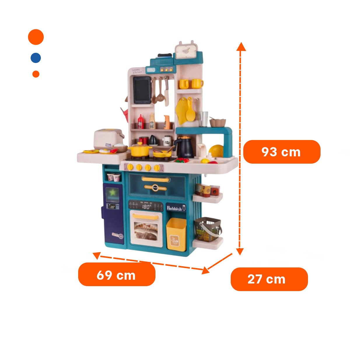 PACK2 ESPACIO LUDICO DE COCINA INFANTIL CELESTE CON ACCESORIOS PARA HOGAR Y+PAPEL REGALO - 4