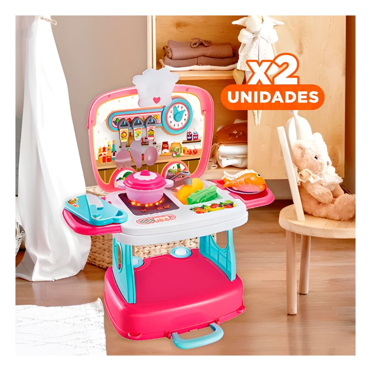 PACK2 PAQUETE FAMILIAR CON SET DE COCINA MALETA EN CAJA Y+REGALO STICKER - 1