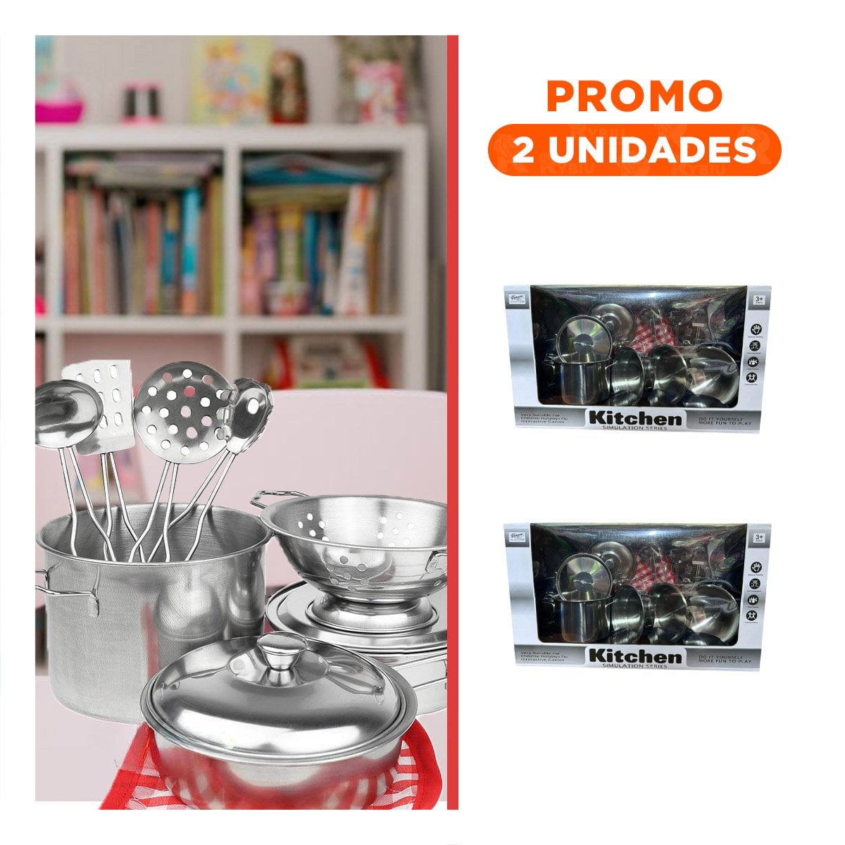PACK2 SET INFANTIL DE COCINA CON ACCESORIOS PARA NIÑAS - 1