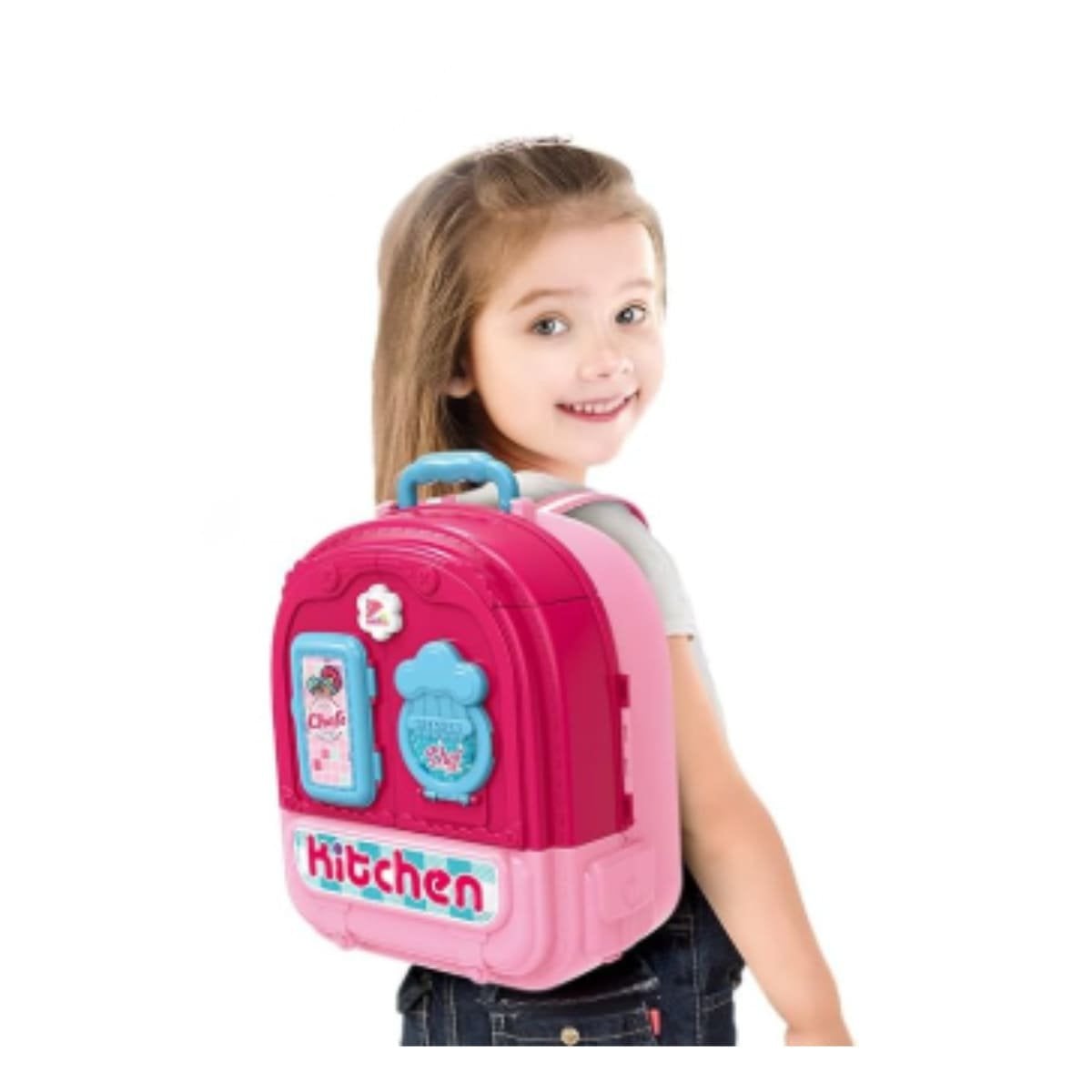 MOCHILA DE COCINA DIDACTICA 3 EN 1 ROSADO CON ACCESORIOS Y+LIGAS REGALO - 3