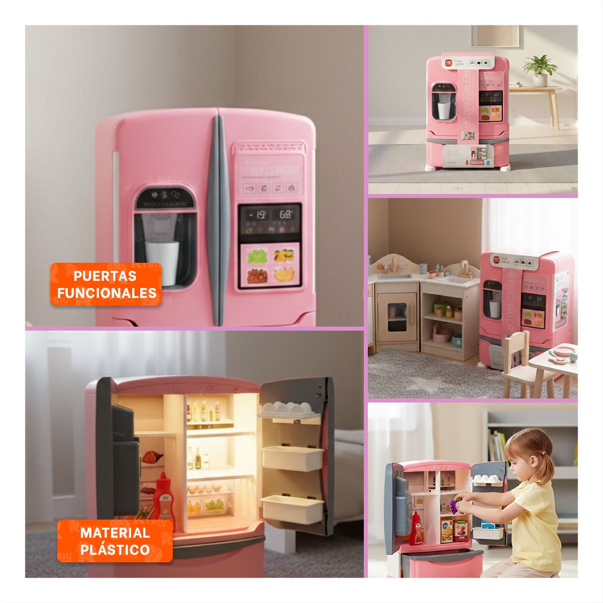 JUEGO DE REFRIGERADOR INFANTIL PARA CASA CON DINAMICA DE ROL CREATIVA - 5