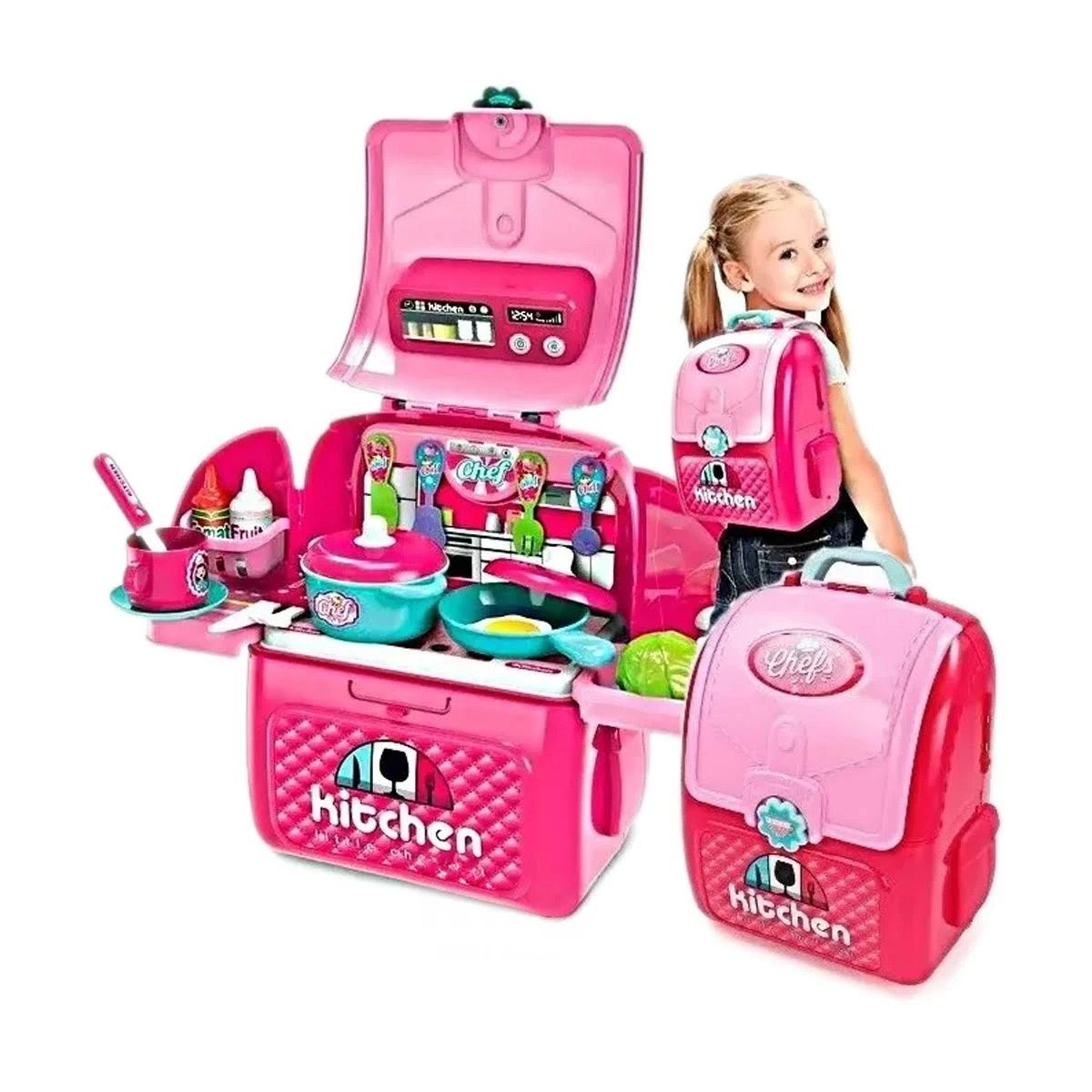 PACK4 JUEGO DE COCINA INFANTIL CON ACCESORIOS EN MALETA PARA DIVERSION EN CASA Y+PAPEL REGALO - 3