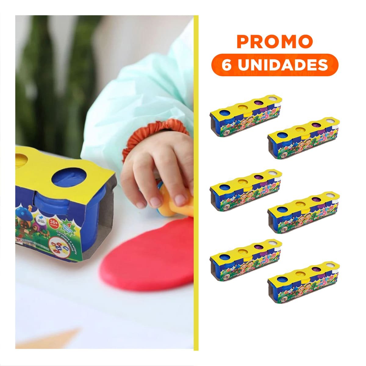 PACK6 CONJUNTO DE PLASTILINA X4 EN VASOS DE COLORES PARA APRENDER JUGANDO EN CASA - 1