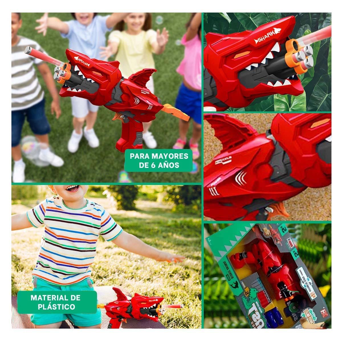 PACK2 VERSION DE JUEGO LANZA DARDOS TIPO TIBURON EN CAJA COLOR ROJO PARA CASA Y+PAPEL REGALO - 3
