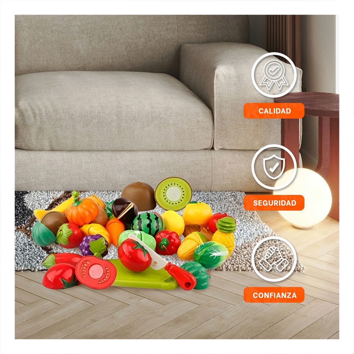 JUEGO DE ALIMENTOS DE JUGUETE VERDURAS PARA CORTAR DIDACTICO CON TABLA Y+POST IT - 2