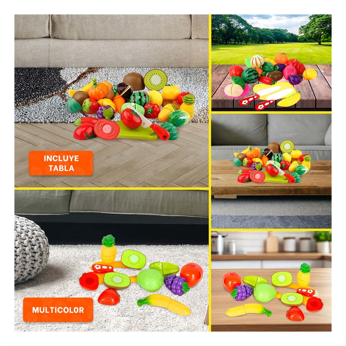 JUEGO DE ALIMENTOS DE JUGUETE VERDURAS PARA CORTAR DIDACTICO CON TABLA Y+POST IT - 5