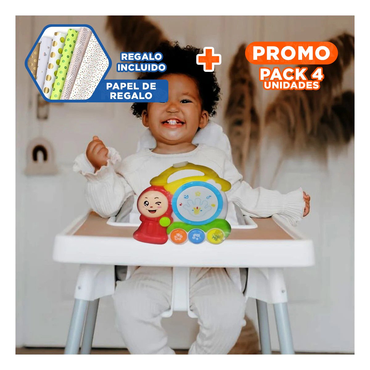 PACK4 SISTEMA MUSICAL TREN CON SONIDO INTERACTIVO PARA JUEGO CREATIVO EN CASA Y+PAPEL REGALO - 1