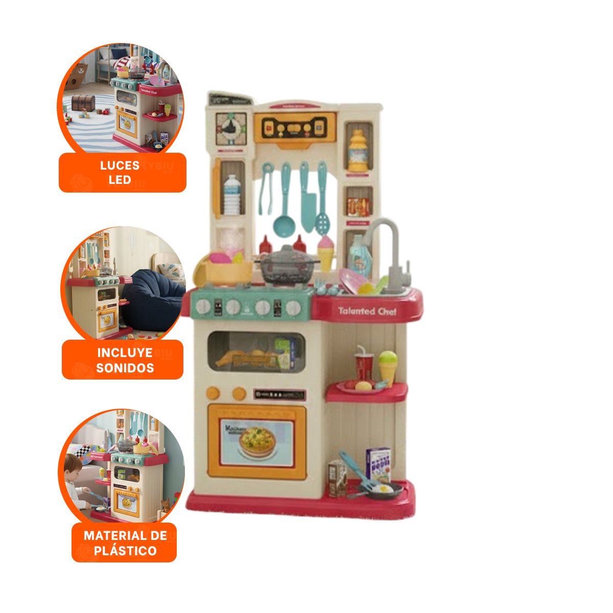 RINCON DE COCINA ROSADO CON ACCESORIOS PARA JUEGO DE HOGAR EN CASA - 3