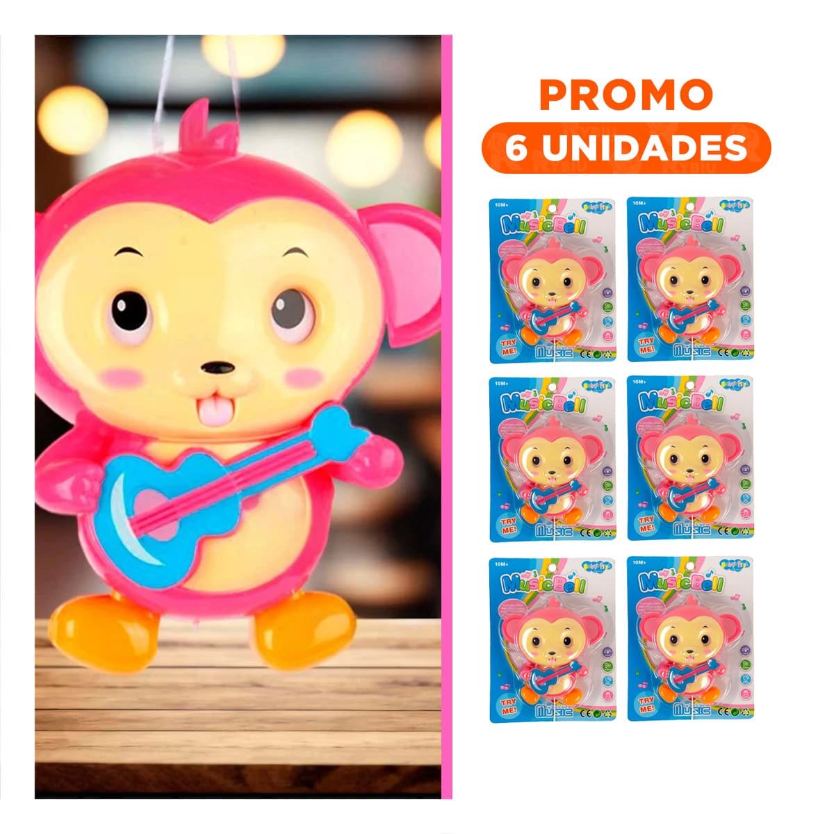 PACK6 PROPUESTA MUSICAL MONO A CUERDA ROSADO PARA DECORACION HOGAR - 1
