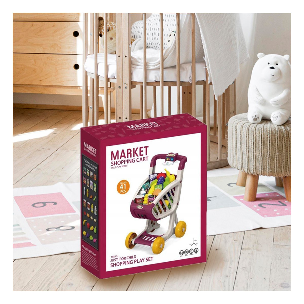 ELEMENTO PARA COMPRAS MUSICAL 41 PZS GUINDA CON SONIDOS DIVERTIDOS Y+PAPEL REGALO - 3