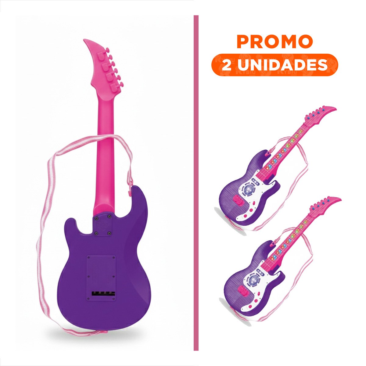 PACK2 PLATAFORMA MUSICAL INFANTIL GUITARRA ROSADO MORADO 53.5CM EDUCATIVA - 1