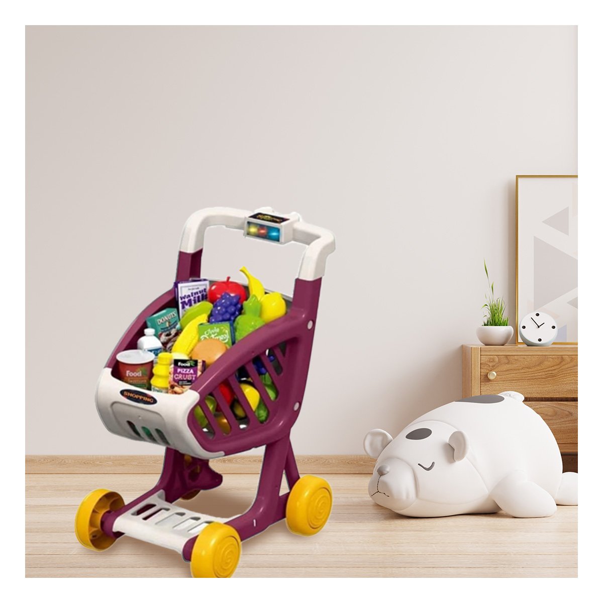 ELEMENTO PARA COMPRAS MUSICAL 41 PZS GUINDA PARA JUEGO DE IMITACION Y+POST IT - 3