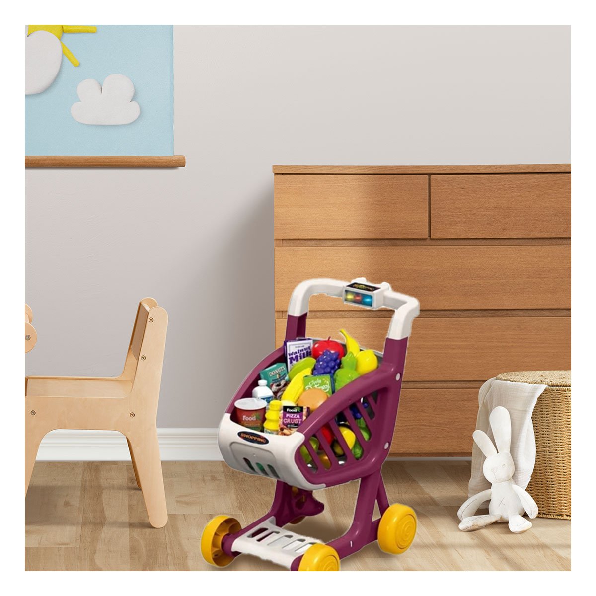 PACK6 IMPLEMENTO PARA COMPRAS INFANTIL 41 PZS GUINDA CON FUNCION MUSICAL - 3