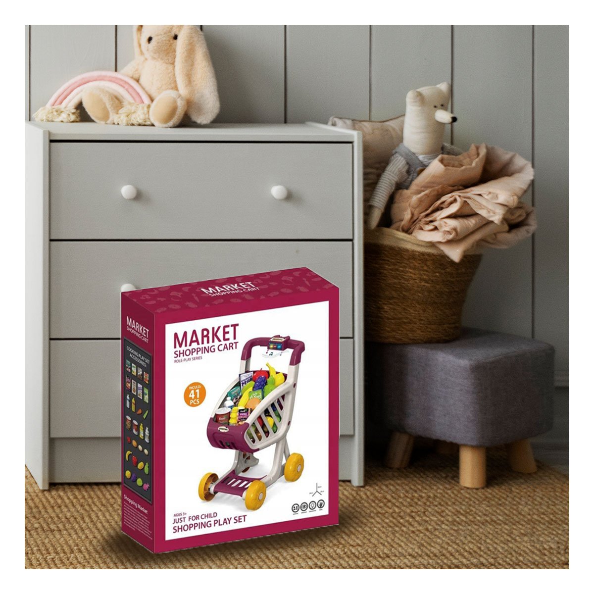 PACK6 IMPLEMENTO PARA COMPRAS INFANTIL 41 PZS GUINDA CON FUNCION MUSICAL - 5