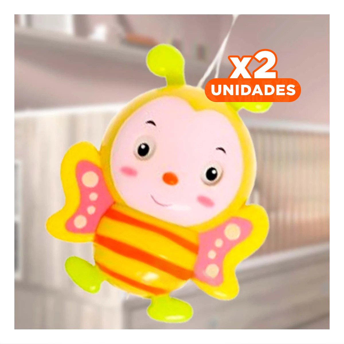PACK2 SONAJA ABEJA MUSICAL A CUERDA AMARILLO PARA BEBE HOGAR DISEÑO INFANTIL Y+REGALO STICKER - 1