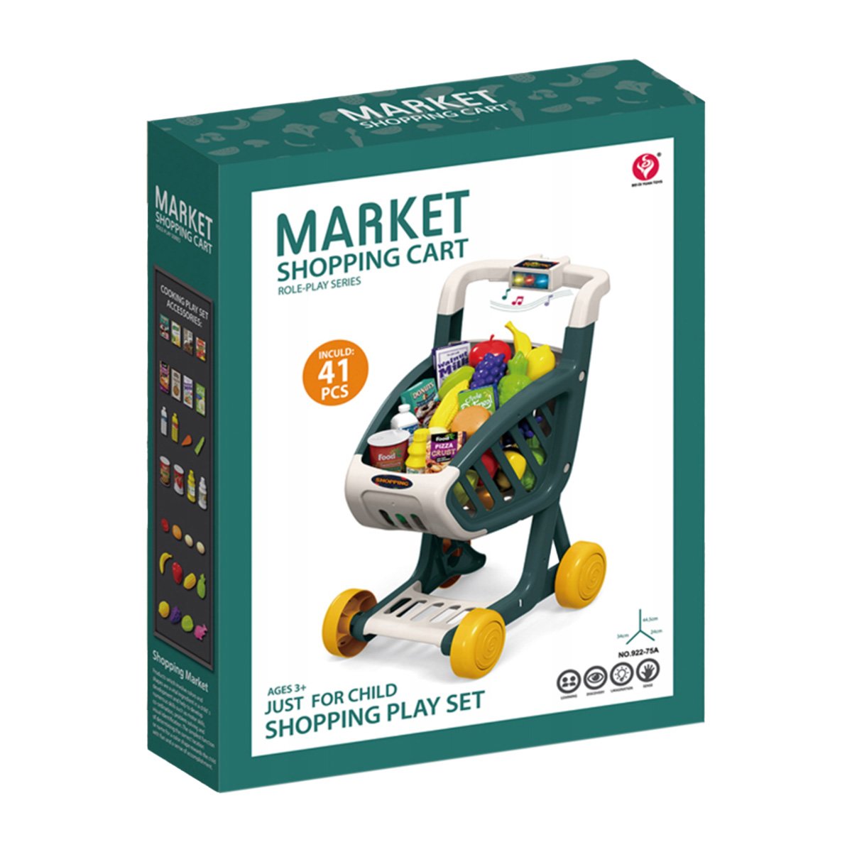 CESTA DE COMPRAS MUSICAL 41 PZS VERDE OSCURO CON SONIDOS DIVERTIDOS Y+REGALO STICKER - 3